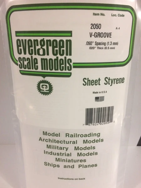 .050" Opaque White Polystyrene V-Groove Siding Sheet - 2050