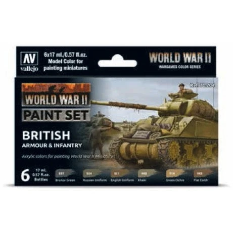 17ml Bottle WWII Wargames British Armour & Infantry Model Color Paint Set (6 Colors)