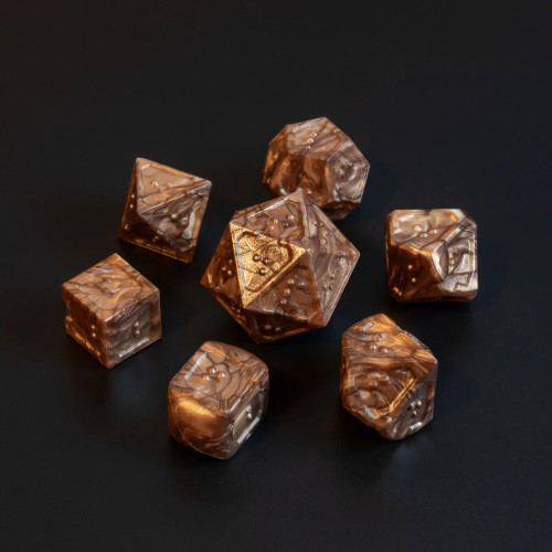 Molten Bronze, DOTS RPG Braille Acrylic Dice Set
